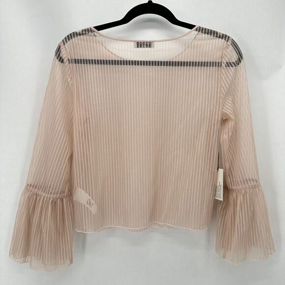 NWT Aritzia Babaton Humbert Blouse Womens XS‎ Sheer Lace Mesh Pink Coquette Boho - Picture 8 of 12